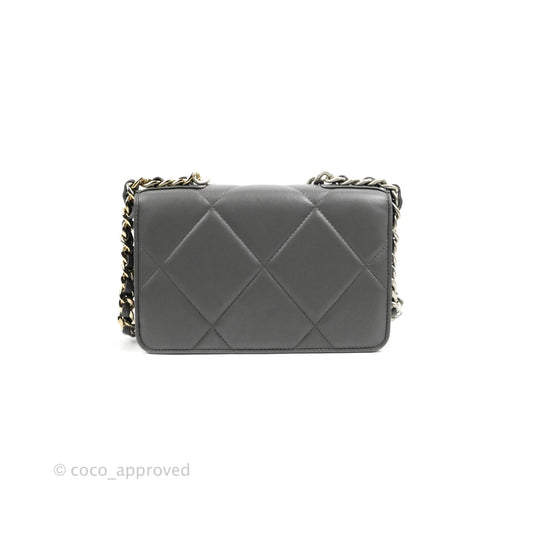 Chanel 19 Wallet on Chain WOC Dark Grey Lambskin Mixed Hardware