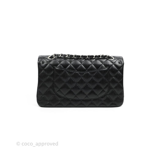 Chanel Classic M/L Medium Flap Quilted Black Caviar Silver Hardware