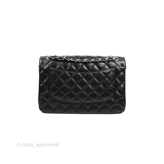 Chanel Jumbo Double Flap Black Caviar Silver Hardware