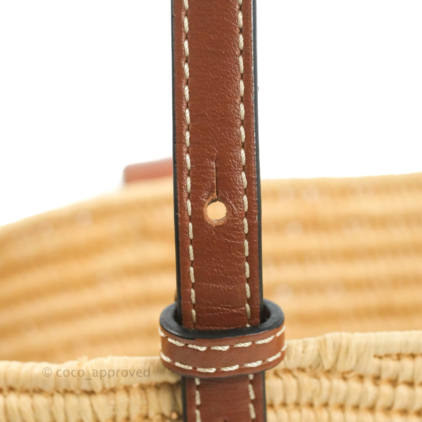 Loewe Small Square Basket Bag Raffia Calfskin Natural/Pecan