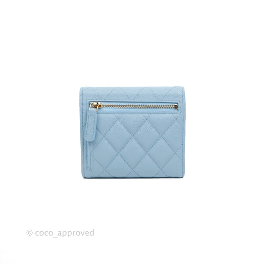 Chanel Classic Flap Wallet Blue Caviar Gold Hardware