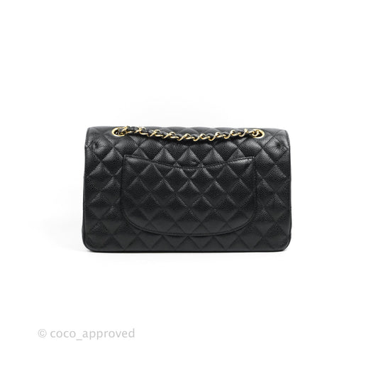 Chanel Classic M/L Medium Double Flap Black Caviar Gold Hardware