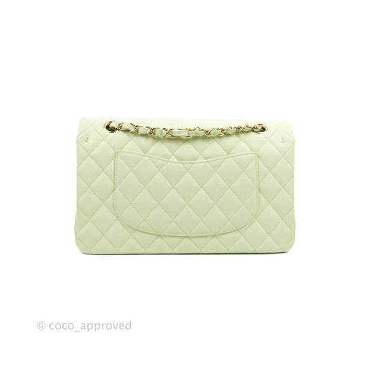 Chanel Classic M/L Medium Flap Quilted Avocado Green Caviar Gold Hardware