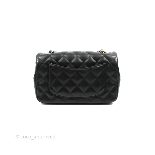 Chanel Mini Rectangular Flap Bag Valentine Limited Edition Black Lambskin Gold Hardware