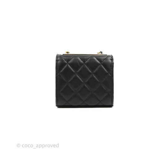Chanel Mini Quilted Clutch With Chain Black Lambskin Gold Hardware 22S