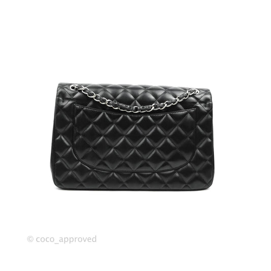 Chanel Jumbo Double Flap Black Lambskin Silver Hardware