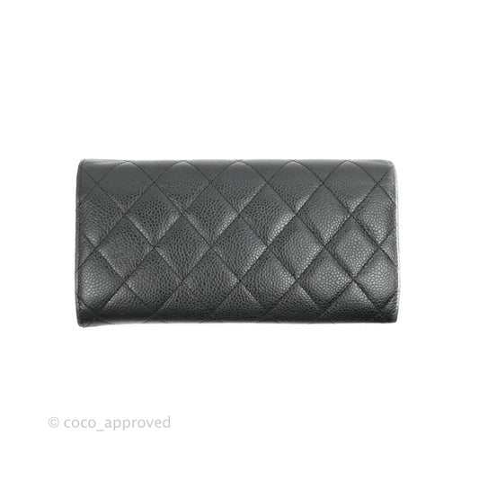 Chanel Black Caviar Quilted Large Classic Flap Wallet