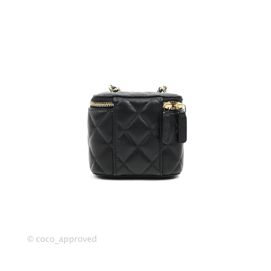 Chanel Classic Mini Vanity With CC Chain Black Lambskin Gold Hardware