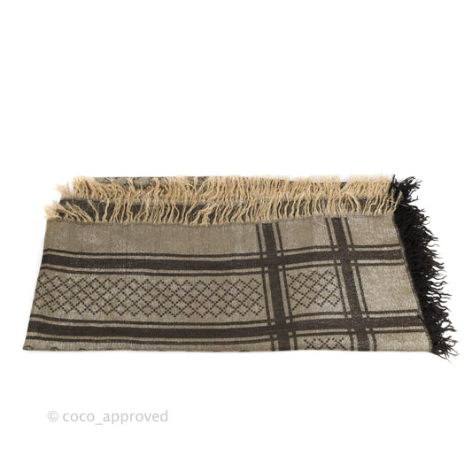 Gucci Wool Silk Monogram Fringe Scarf Brown