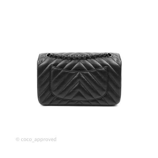 Chanel Mini Reissue 224 So Black Chevron Calfskin Black Hardware