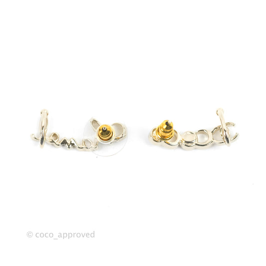 Chanel CC Coco Crystal Earrings Ear Clip Gold Tone 22P