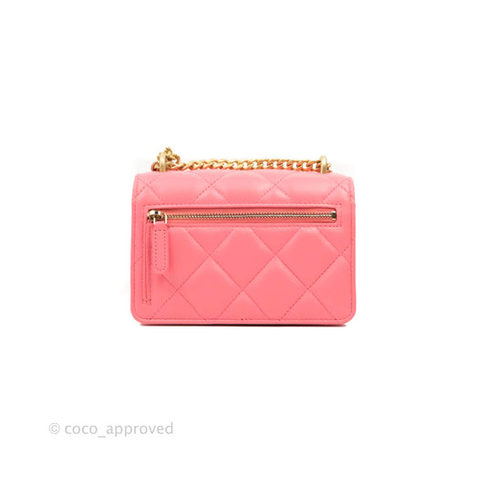 Chanel Clutch with Chain Pink Lambskin Enamel Gold Hardware