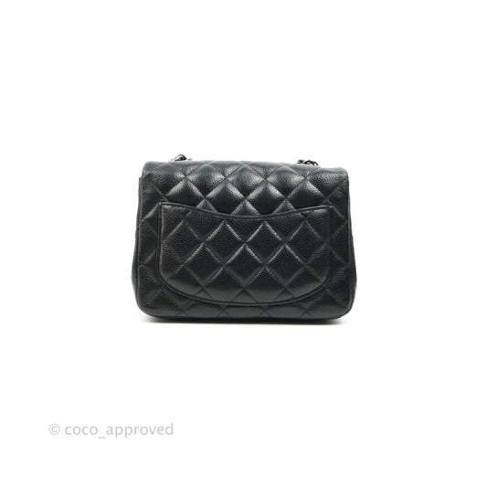 Chanel Mini Square Black Caviar Ruthenium Hardware