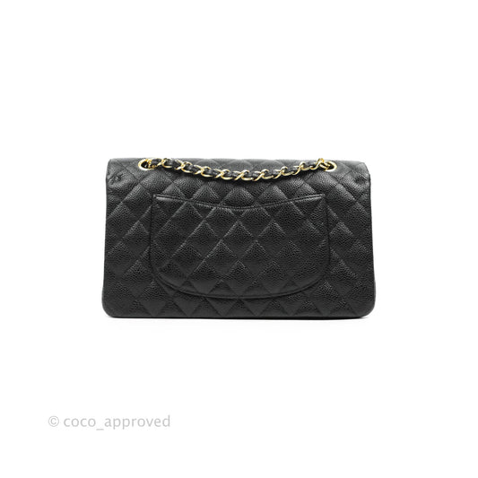Chanel Classic M/L Medium Double Flap Black Caviar 24k Gold Hardware