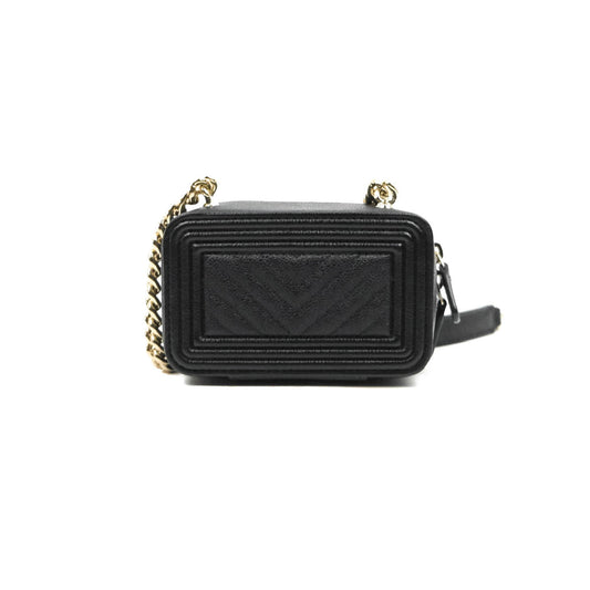 Chanel Mini Boy Clutch with Chain Black Caviar Gold Hardware