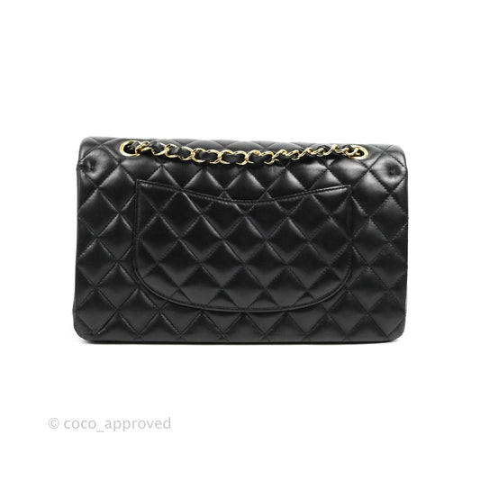 Chanel Classic M/L Medium Flap Quilted Black Lambskin Gold Hardware