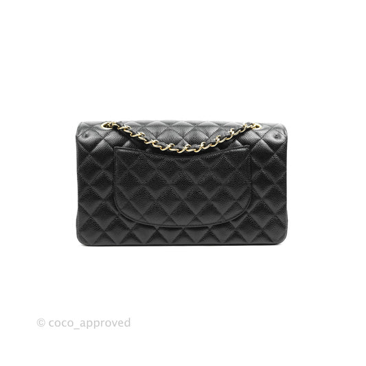 Chanel Classic M/L Medium Double Flap Black Caviar Gold Hardware