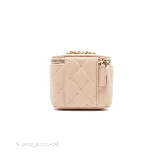 Chanel Classic Mini Vanity With Chain Light Pink Caviar Gold Hardware