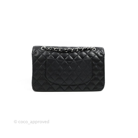 Chanel Classic M/L Medium Flap Quilted Black Caviar Silver Hardware