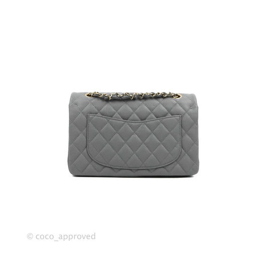 Chanel Small Classic Quilted Flap Grey Caviar Gold Hardware 20C