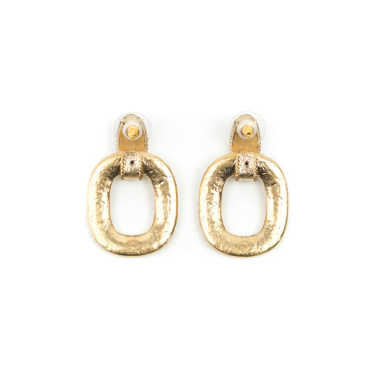 Chanel CC Resin Drop Earrings Gold Tone 20C