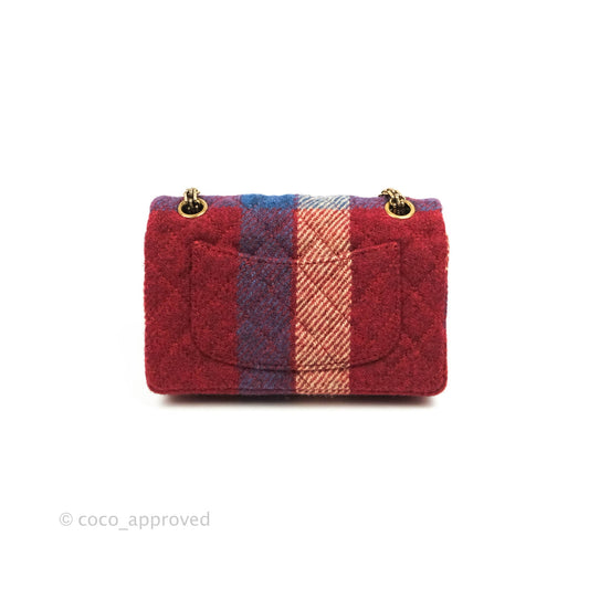 Chanel Mini Reissue 224 Wool Checked Aged Gold Hardware