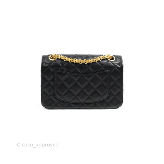Chanel Mini Reissue 224 Black Aged Calfskin Aged Gold Hardware