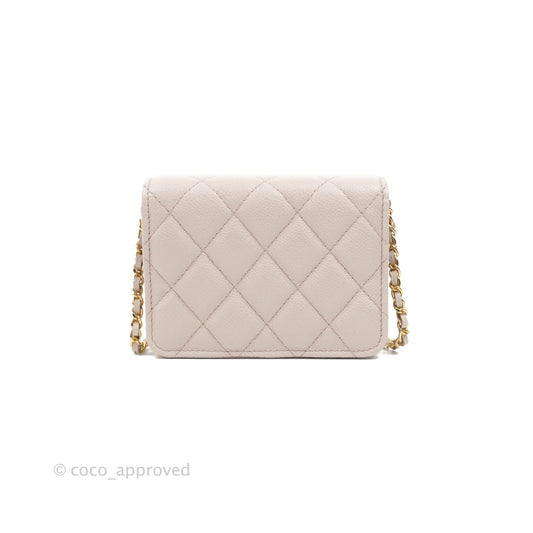 Chanel Miss Coco Clutch With Chain Quilted Lilac Pink Caviar Gold Hardware