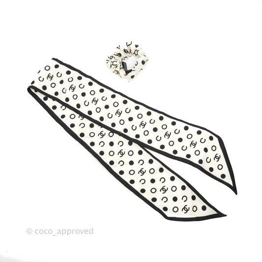 Chanel Coco Bow Silk Hair Accessory Ivory & Black