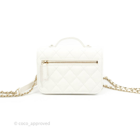 Chanel Business Affinity Clutch With Chain White Caviar Gold Hardware