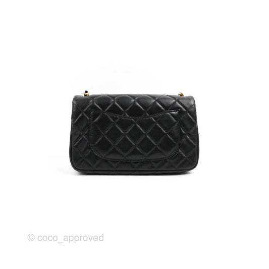 Chanel Mini Rectangular Pearl Crush Quilted Black Lambskin Aged Gold Hardware