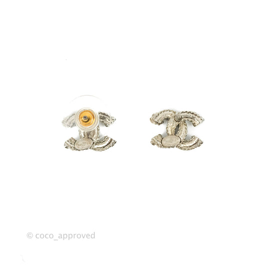 Chanel CC Earrings Silver Tone 15C