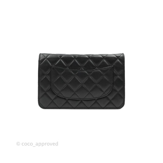 Chanel Classic Wallet On Chain Black Lambskin Silver Hardware