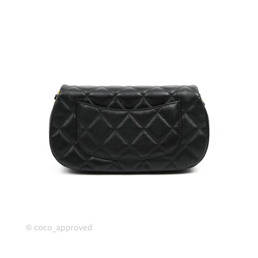 Chanel Clutch with Chain Black Calfskin Aged Gold Hardware