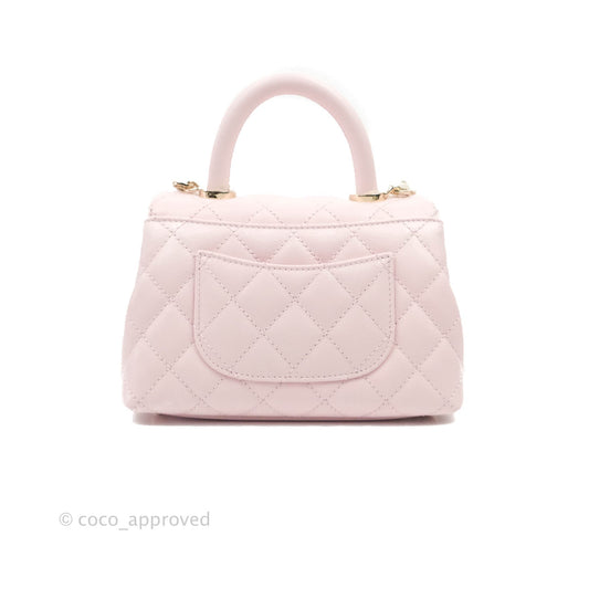 Chanel Mini Coco Handle Quilted Light Pink Caviar Gold Hardware