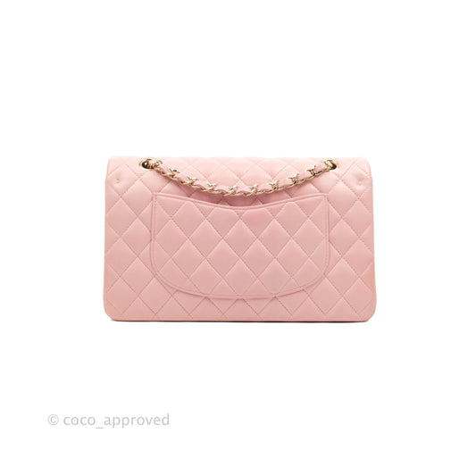 Chanel Classic M/L Medium Flap Quilted Pink Lambskin Gold Hardware