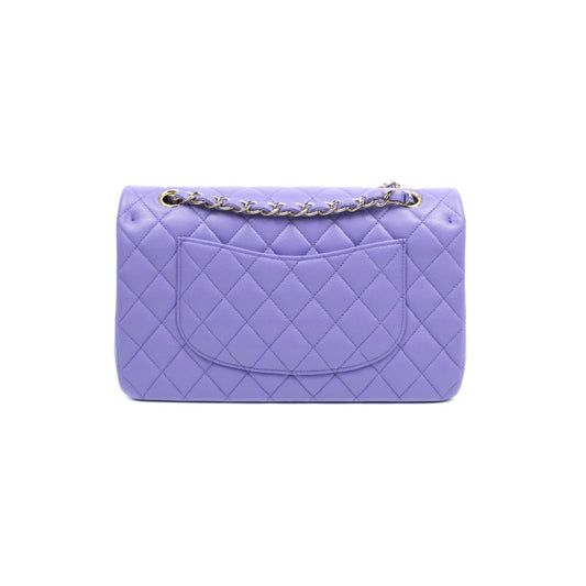 Chanel Classic M/L Medium Double Flap Purple Caviar Gold Hardware 20S