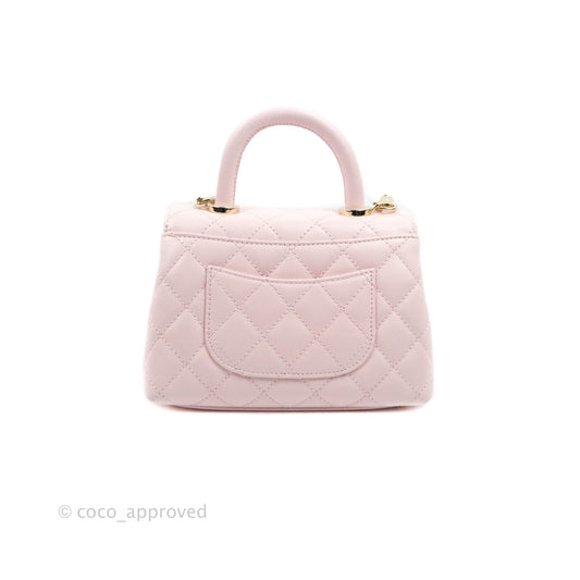 Chanel Mini Coco Handle Quilted Light Pink Caviar Gold Hardware