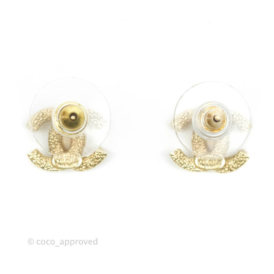 Chanel Crystal CC Earrings Gold Tone 21V