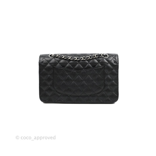 Chanel Classic M/L Medium Flap Quilted Black Caviar Silver Hardware