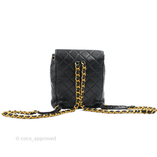 Chanel Vintage CC Duma Backpack Black Lambskin 24K Gold Hardware