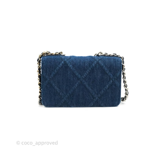 Chanel 19 Wallet on Chain WOC Blue Denim Mixed Hardware