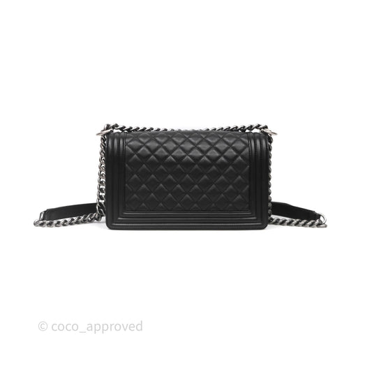 Chanel Medium Boy Quilted Black Lambskin Ruthenium Hardware
