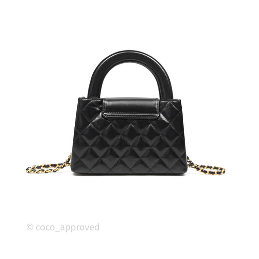 Chanel Kelly Bag Quilted Black Shiny Crumpled Calfskin Aged Gold Hardware