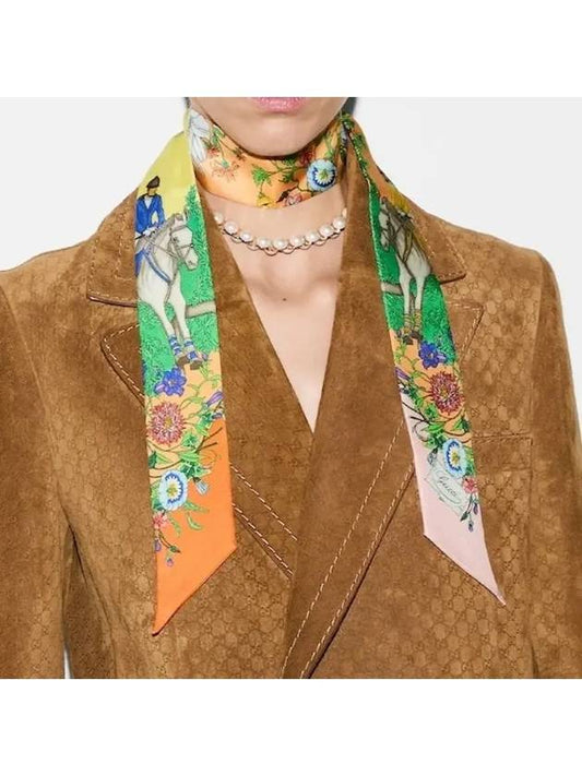 Luxury Gucci Trending 2025 All over Flora Print Silk Neck Bow 816715 3G001 5967
