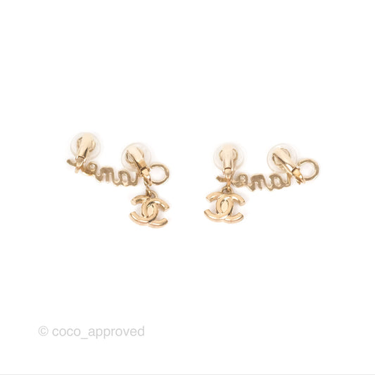 Chanel Logo CC Turnlock Ear Clips Gold Tone 22V