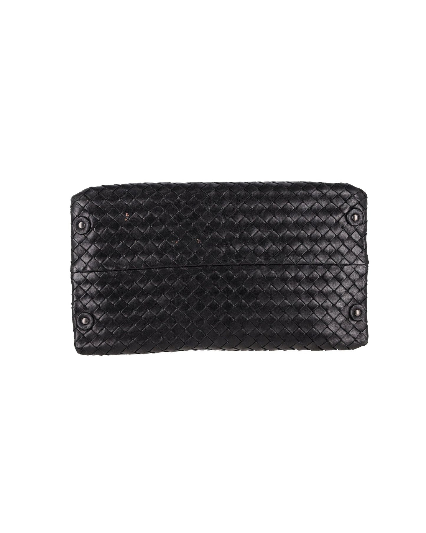 Luxury Bottega Veneta Intrecciato Tote Bag with Braided Handles in Black Leather