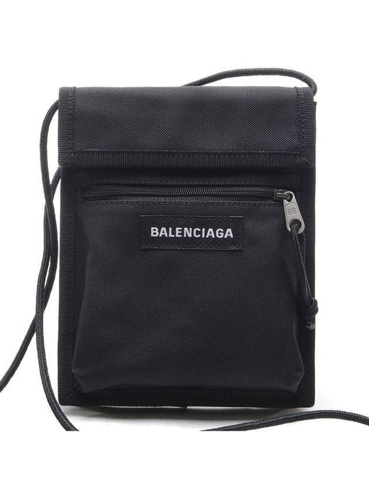 Luxury Balenciaga Explorer Logo Patch Cross Bag Black