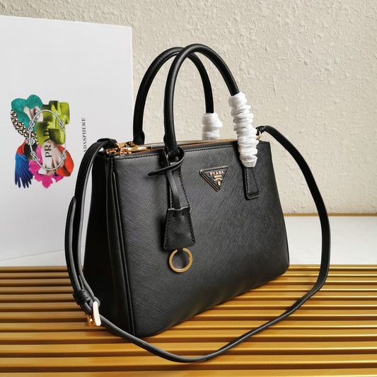 Luxury PradaMEDIUM GALLERIA 28 BLACK SAFFIANO LEATHER