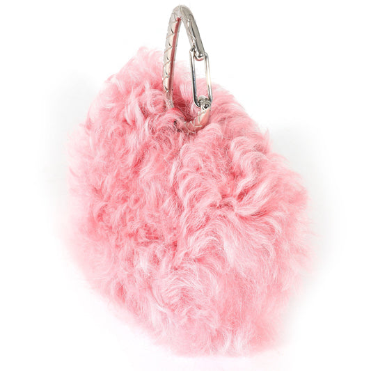 CHANEL Pink Shearling Lambskin Jewel Hook Card Holder